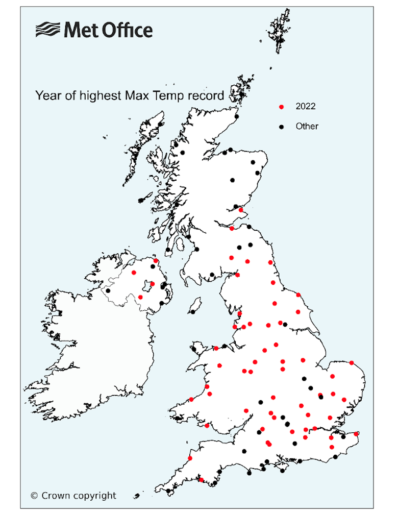 Chart: The Highest Temperatures Ever Recorded in the UK