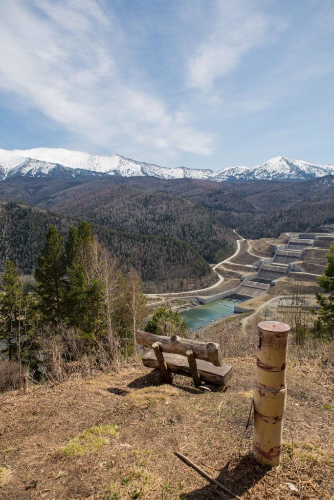 View of the reserve spillway at the Sayano Shushenskaya dam, Russia.