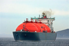 LNG gas carrier ship approaching port. Credit: maritime stock images / Alamy Stock Photo.