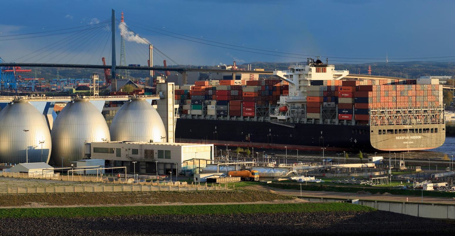 LNG storage tanks, Hamburg, Germany.