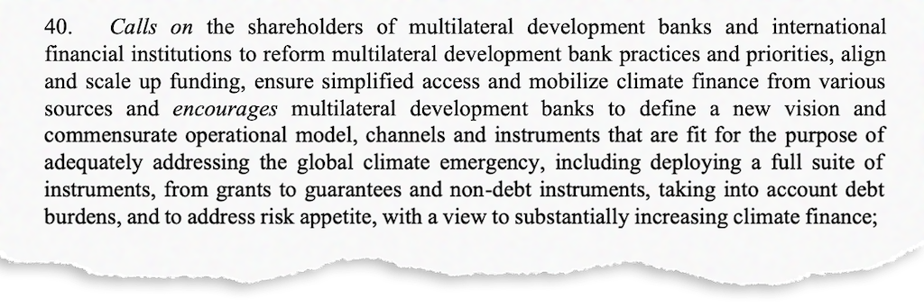 COP27 text on climate finance