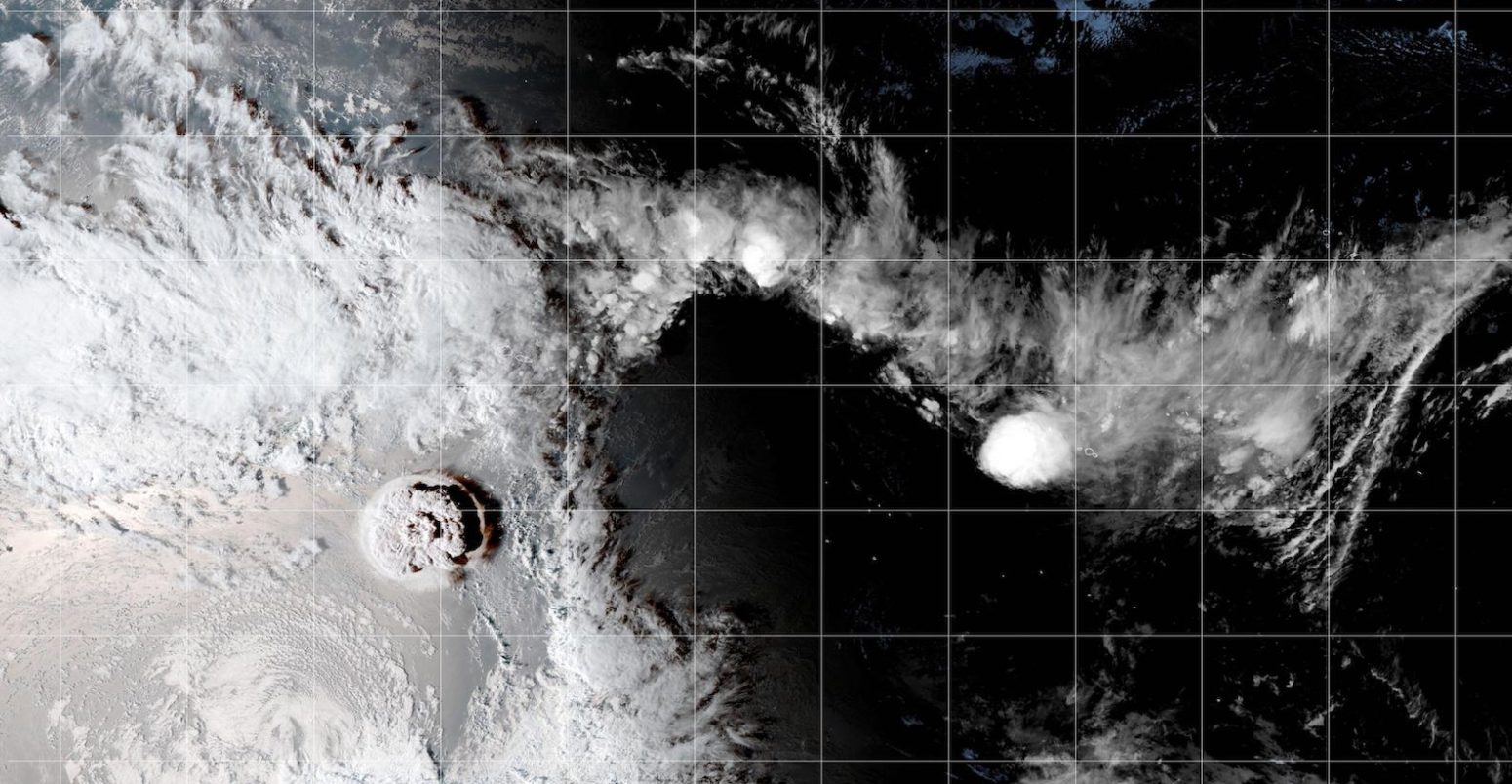 The eruption of Tonga's Hunga Tonga-Hunga Ha'apai underwater volcano.