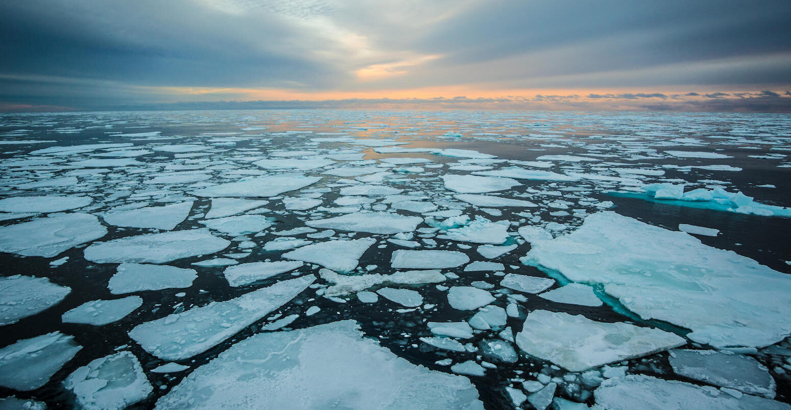 Sunrise over sea ice