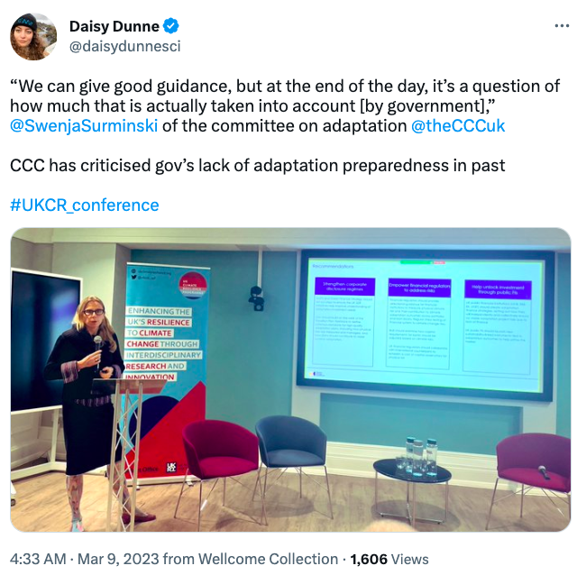 @daisydunnesci's tweet  quoting Swenja Surminski of the Climate Change Committee
