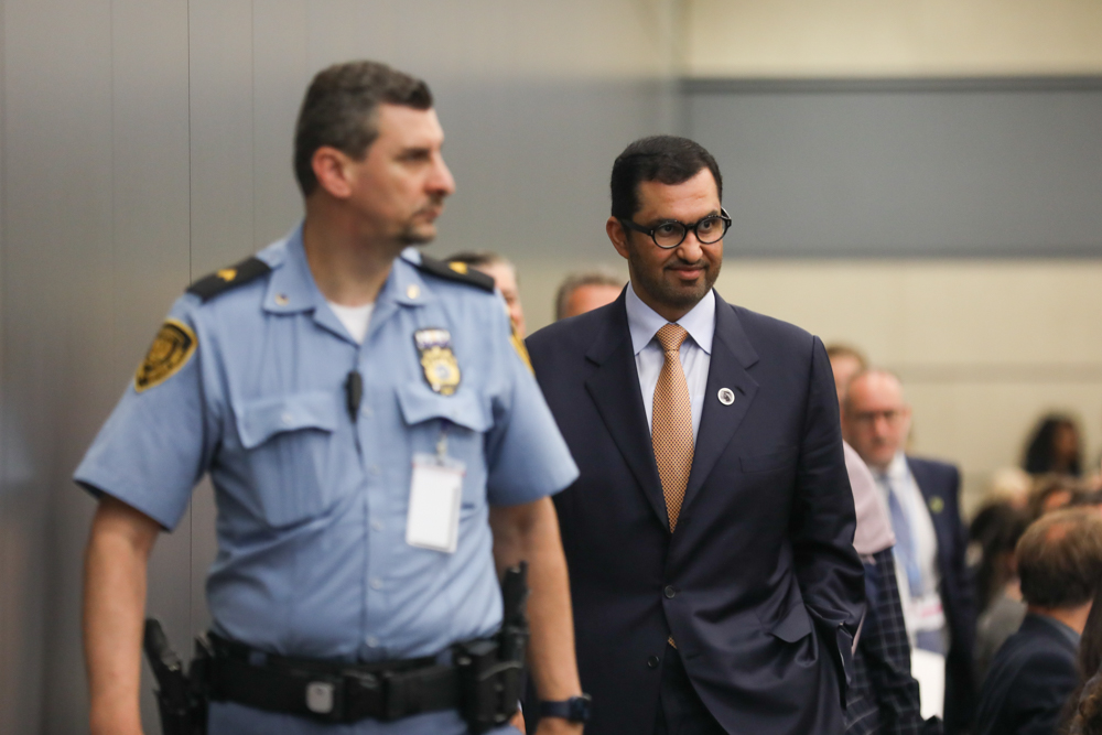 Sultan Al Jaber, COP 28 President-designate, arrives at the venue. 