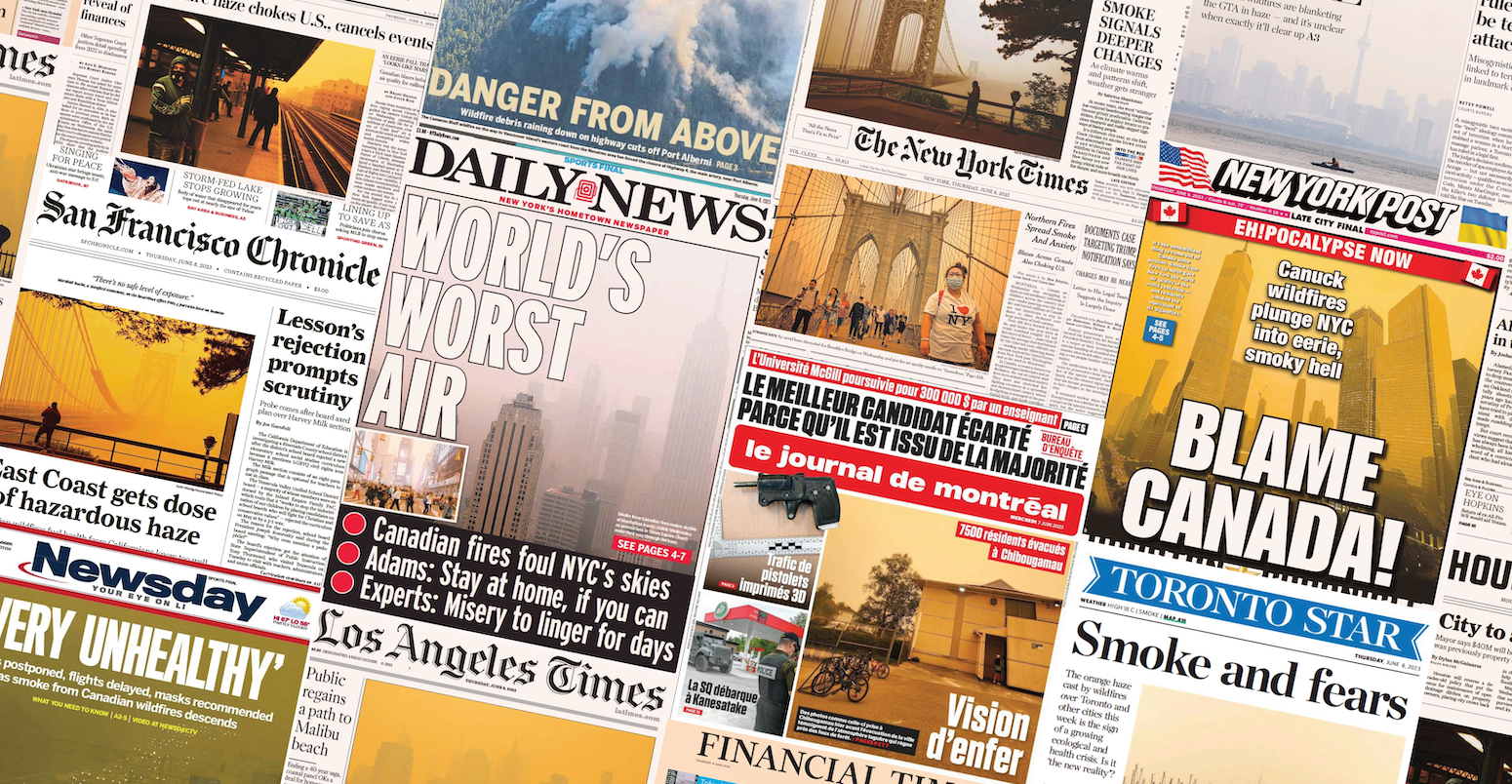 Montage of newspapers by Joe Goodman for Carbon Brief.