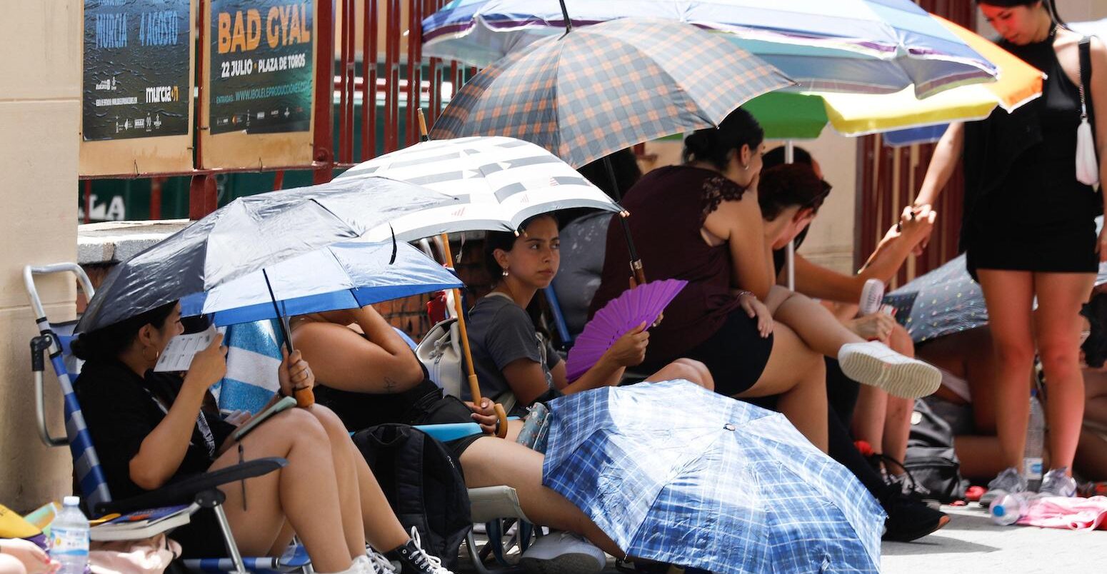 People take shelter from the heat in Spain, on 12 July 2023.