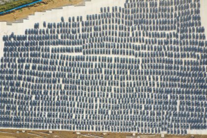 An aerial shot of the BYD automobile factory in Hefei, Anhui, on 15 October 2022.