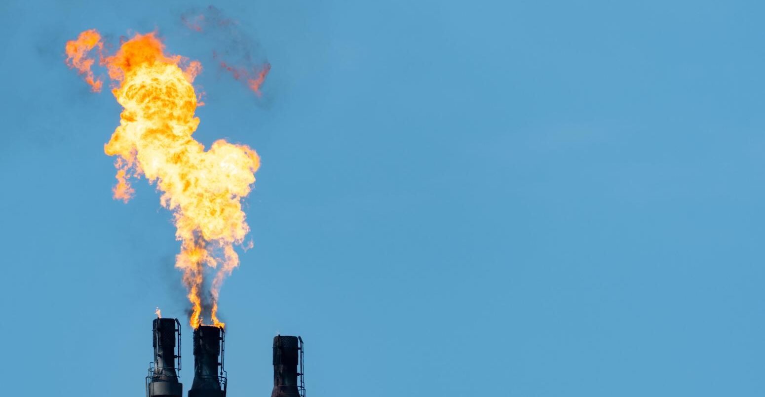 Gas flare at an oil refinery.