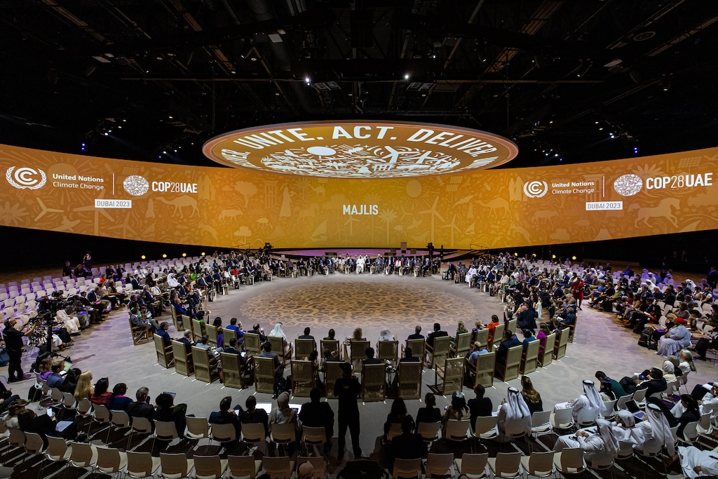 General view of the Special Spotlight: Majlis Style Conversation with Dr. Sultan Al Jaber, COP28 President at the UN Climate Change Conference COP28 at Expo City Dubai on December 10, 2023, in Dubai, United Arab Emirates. Credit: Photo by COP28 / Christopher Pike.