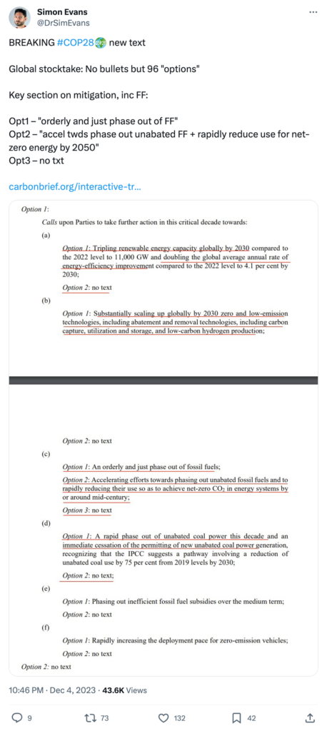 Simon Evans on X: Global stocktake text