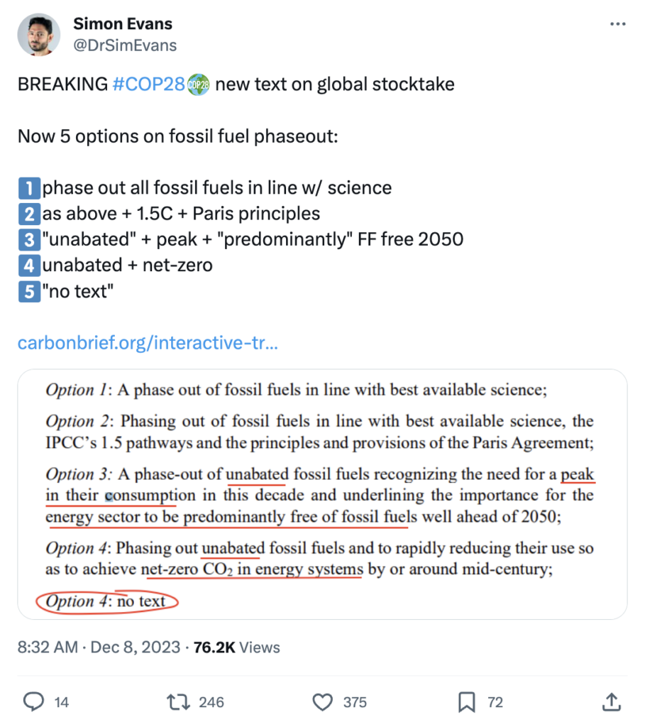 Simon Evans on X: Five options on fossil fuel phaseout