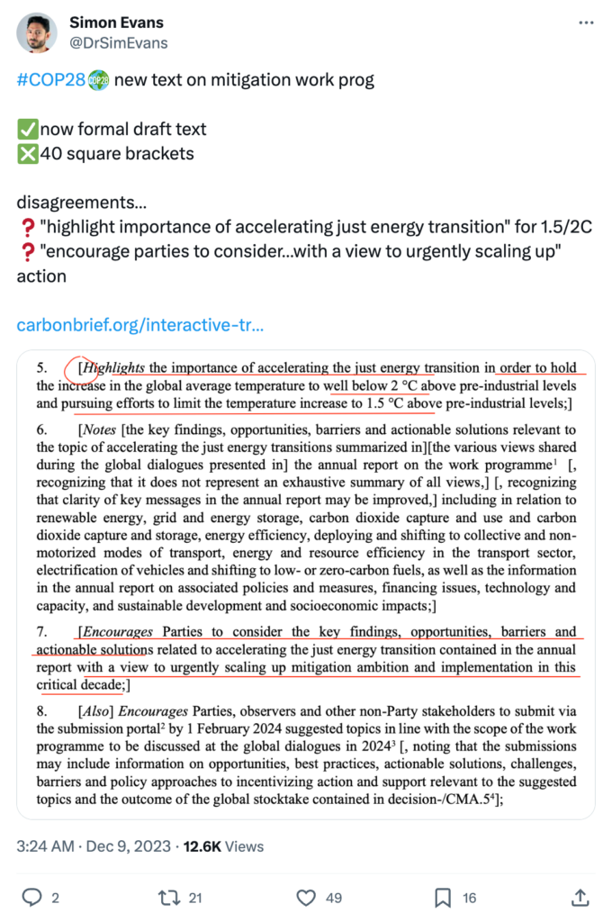 Simon Evans on X: New text on mitigation work programme