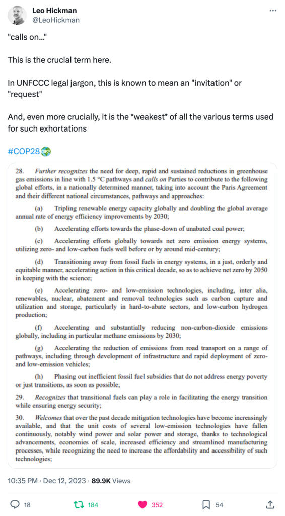 Leo Hickman on X: COP28 text