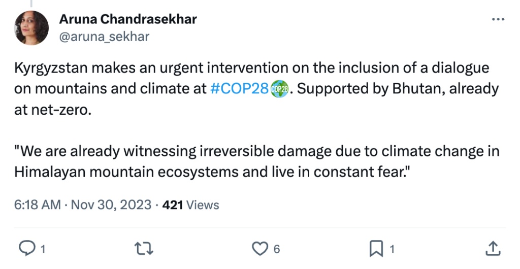Aruna Chandrasekhar on X: Kyrgyzstan at COP28