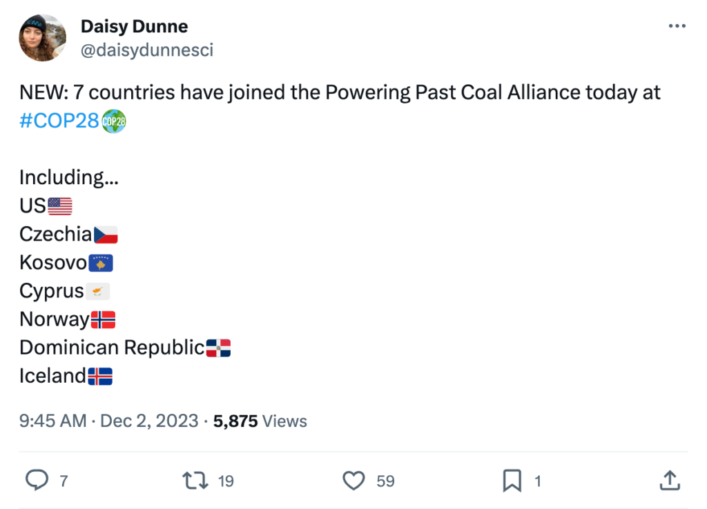 Daisy Dunne (@daisydunnesci) comments on fossil fuels at COP28