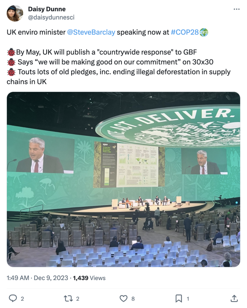 Daisy Dunne on X: UK environment minister Steve Barclay at COP28
