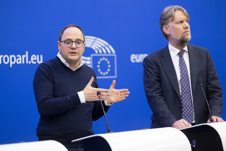Press conference by César LUENA, rapporteur on EU Nature Restoration Law, on 27 February 2024, to present the adoption of the law.
