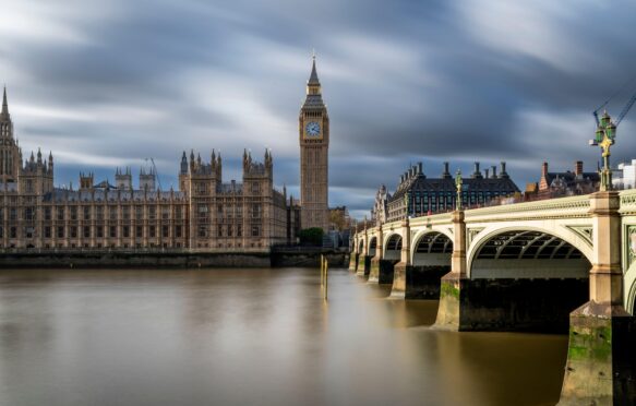 Westminster Bridge and The Houses of Parliament, London, UK.