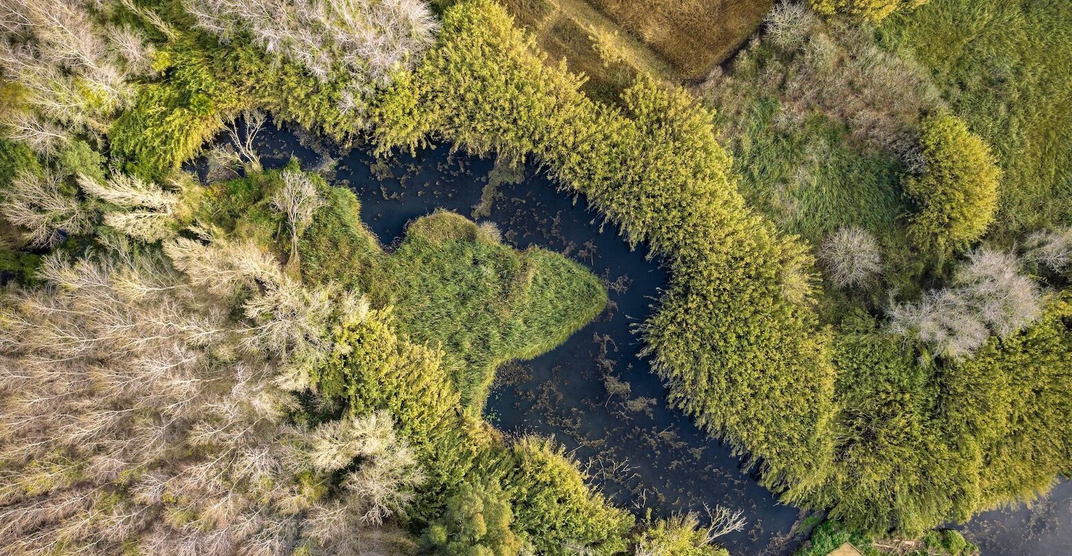 Aerial view of the Ullals de Baltasar sources, Catalonia, Spain.