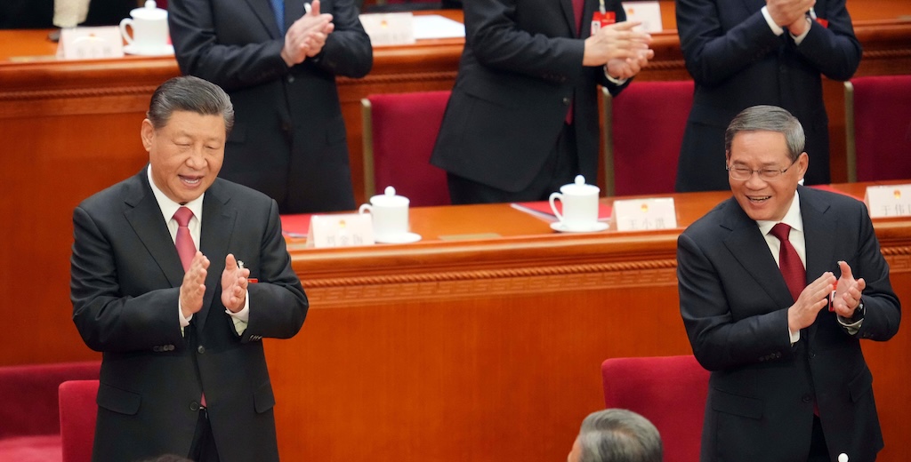 Chinese President Xi Jinping (left) and Premier Li Qiang (right) during China’s annual ‘two sessions’ in Beijing, China.