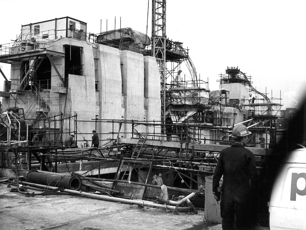 The Thames Barrier under construction. Credit: Environment Agency.