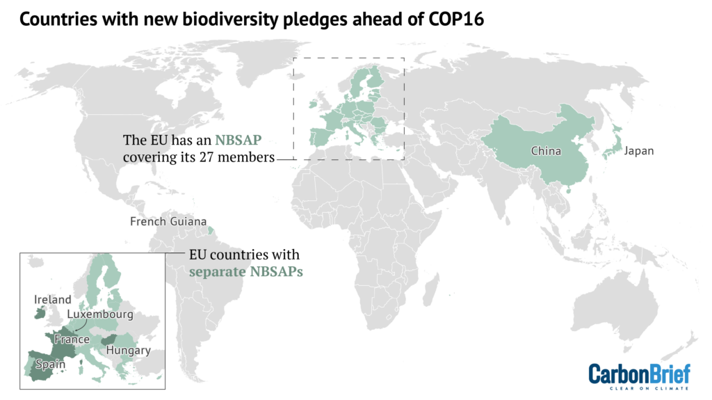Countries with new biodiversity pledges ahead of COP16
