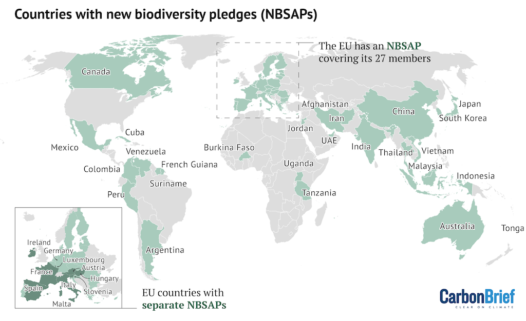 Countries with new national biodiversity strategies and action plans (NBSAPs) as of 1 November.