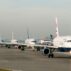 Planes queuing for takeoff at Heathrow airport in Britain.