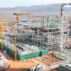 Steel structure cooling tower construction site of the coal-fired unit expansion project, Gansu Power Plant Zhangye, China. Credit: Sipa US / Alamy Stock Photo. Image ID: 2WP7PMX.
