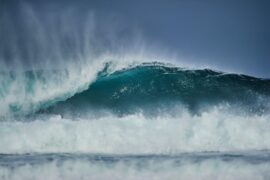 Huge wave in the Atlantic Ocean.