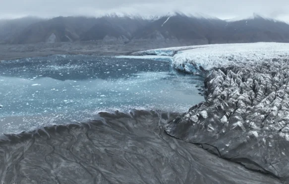 New coastline revealed by retreating glacier in Svalbard, Recherchebreen.