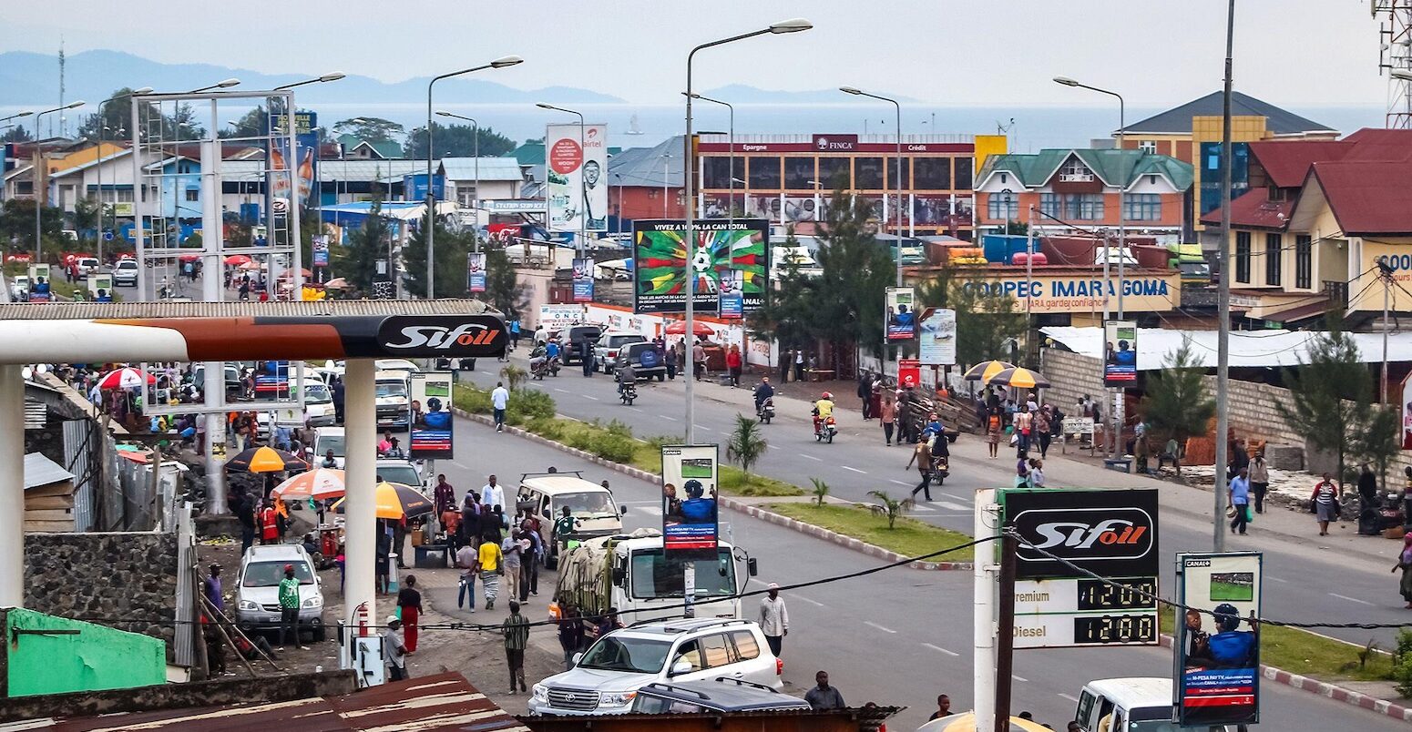 The city centre of Goma, Democratic Republic of Congo.