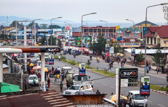 The city centre of Goma, Democratic Republic of Congo.