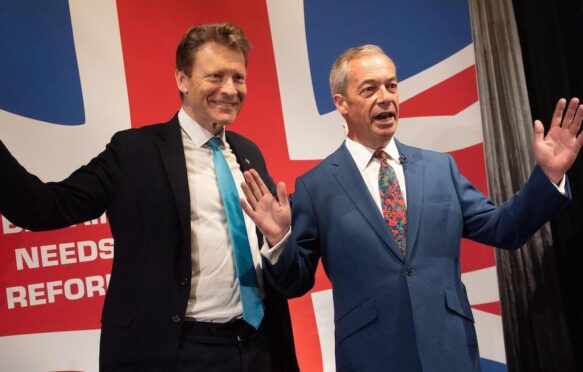 Richard Tice (left), Deputy Leader Reform UK and Nigel Farage (right), Leader of the Reform UK Party, London, UK. Reform UK leader Nigel Farage with Richard Tice, London, UK, 2024. Credit: Justin Ng / Alamy Stock Photo