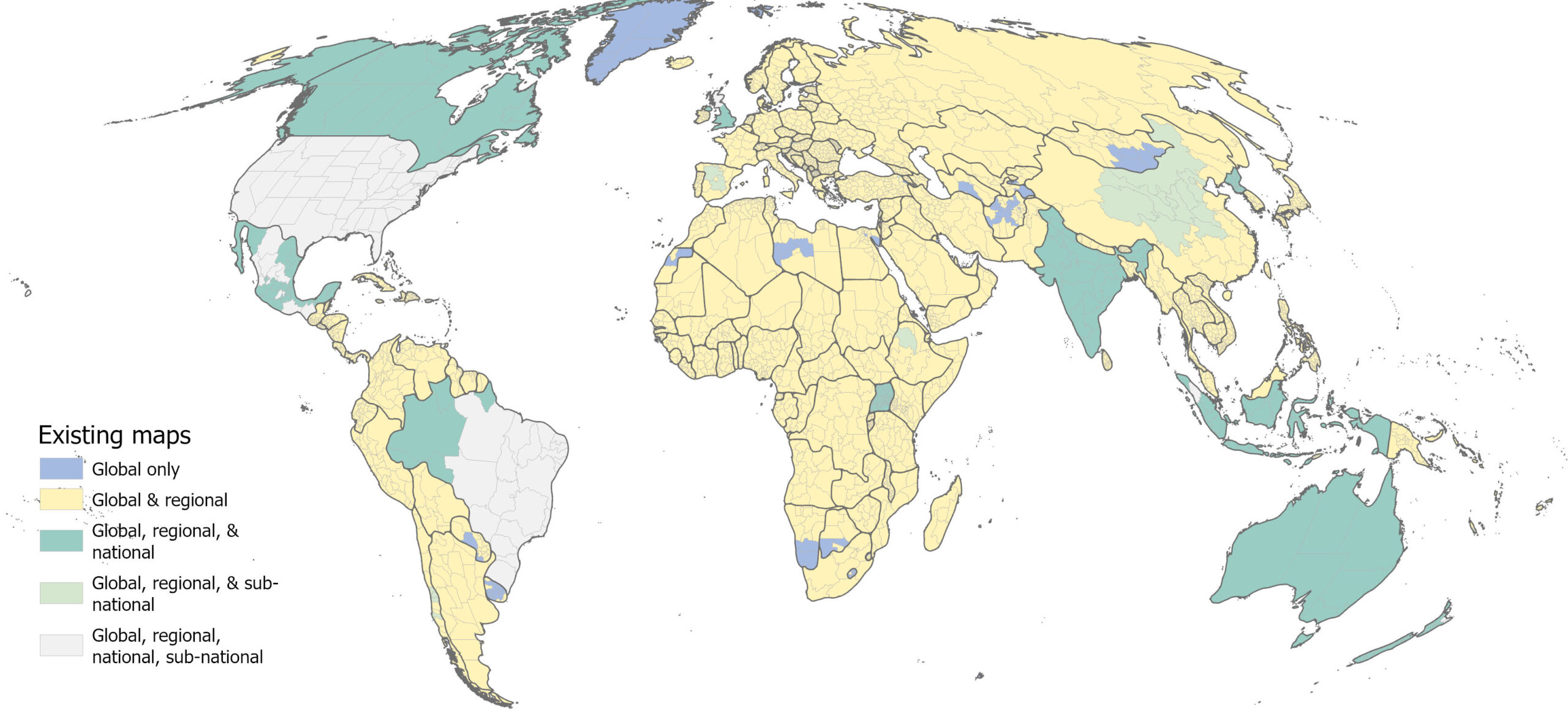 Coverage of peer-reviewed reforestation maps published 2011-2022 (n=89) by Global Administrative Areas v 4.1 level 1 unit