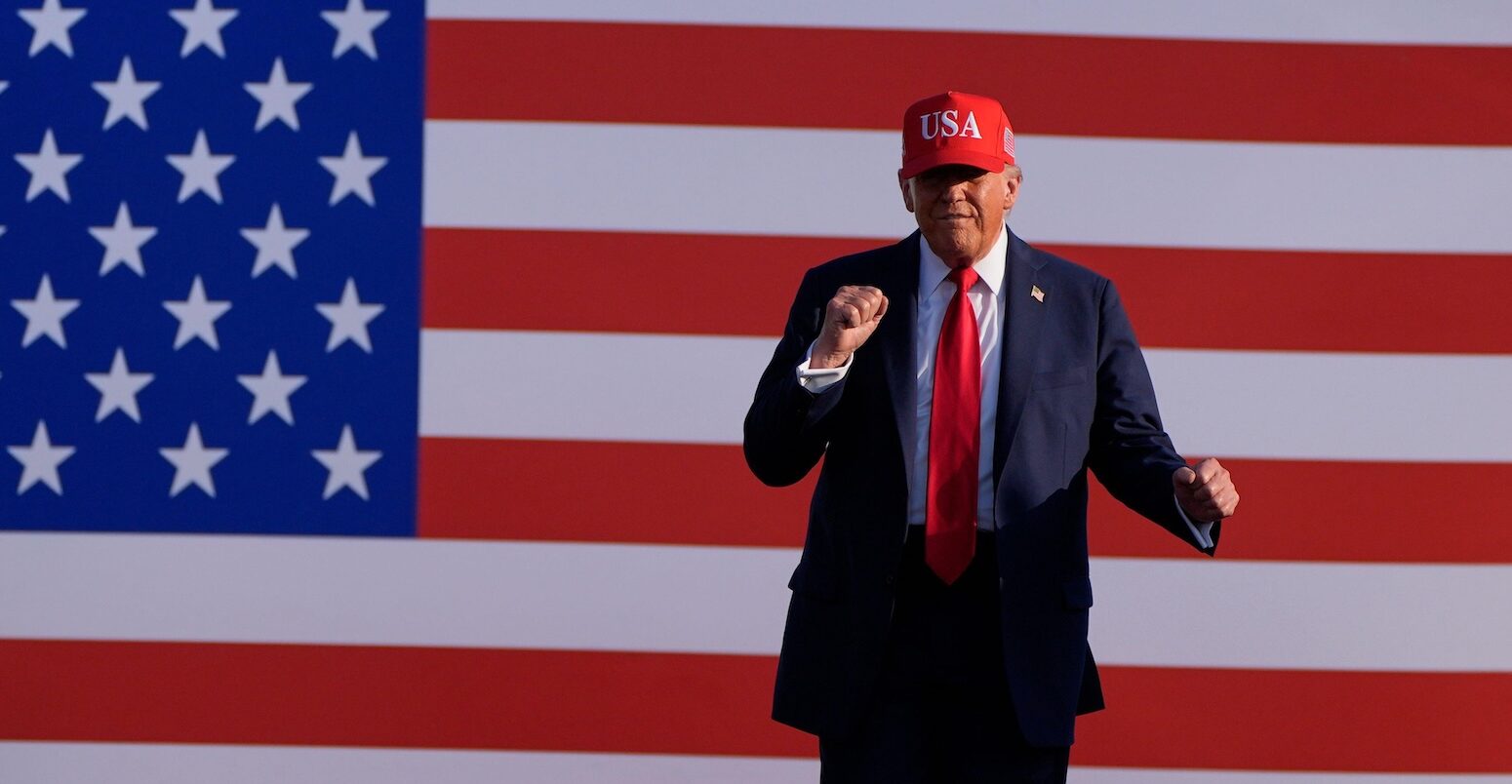 President Donald Trump at a rally at the Iowa State Fairgrounds.