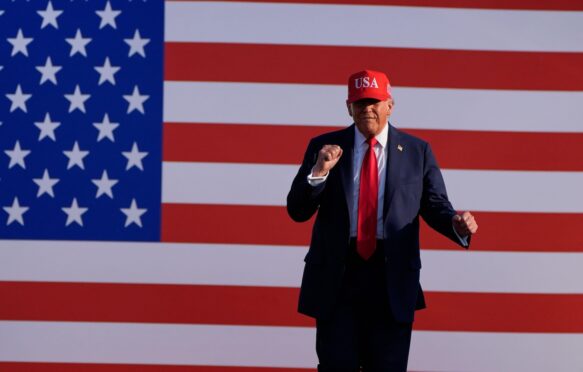 President Donald Trump at a rally at the Iowa State Fairgrounds.