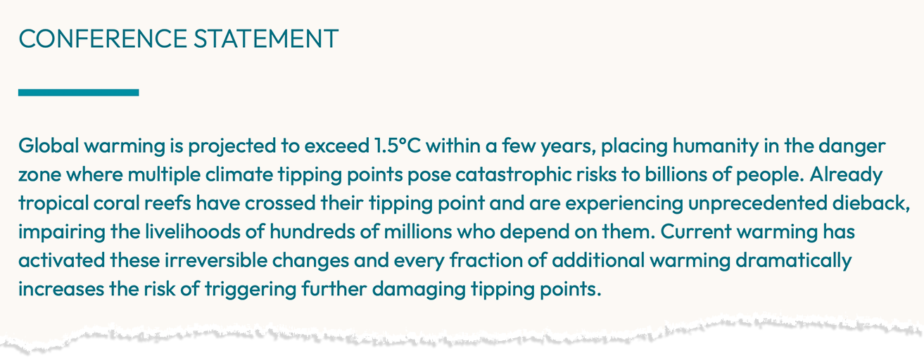Conference statement from the 2025 Global Tipping Points conference