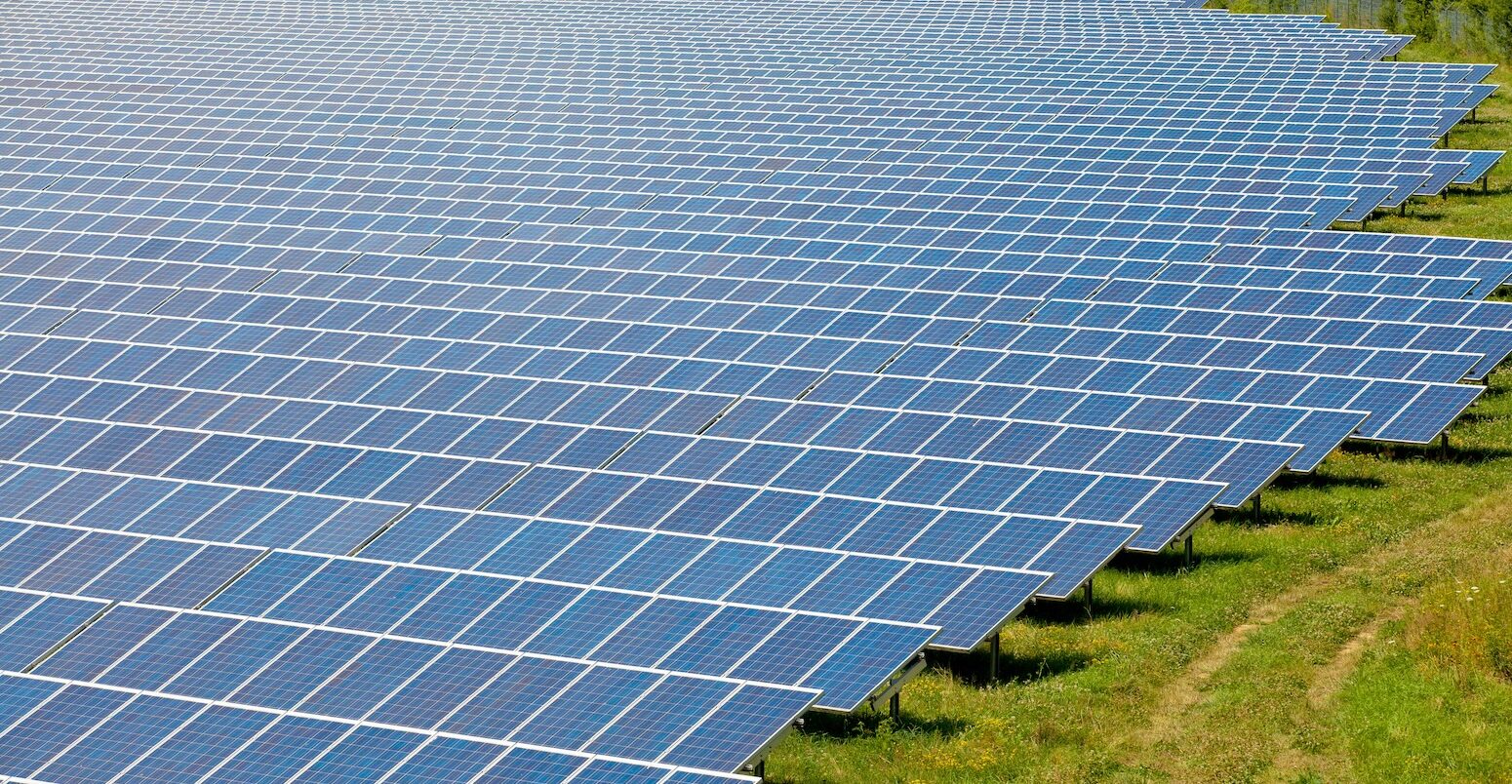 A solar park in North Rhine-Westphalia, Germany.
