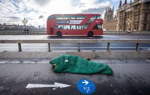 A rough sleeper in London, UK.