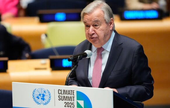 United Nations (UN) secretary general Antonio Guterres speaking at a UN climate summit.