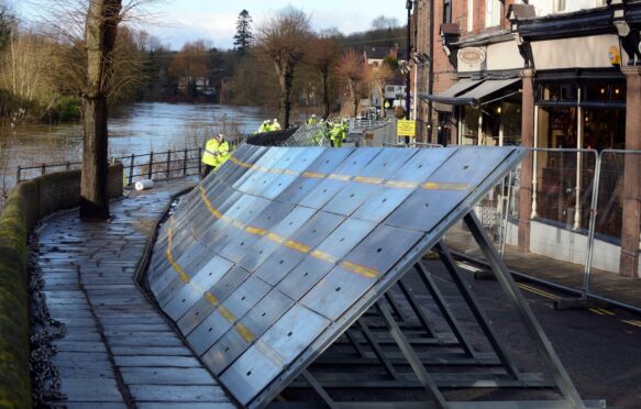 Flood defences erected by Environment Agency.