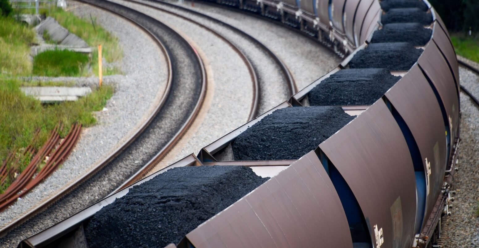 Coal being transported by rail, Australia.