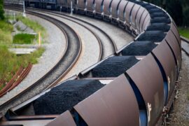 Coal being transported by rail, Australia.