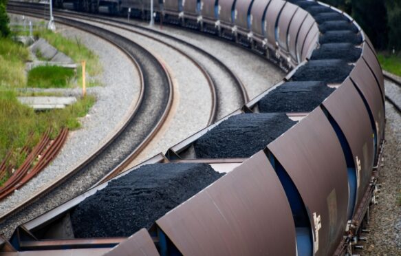 Coal being transported by rail, Australia.