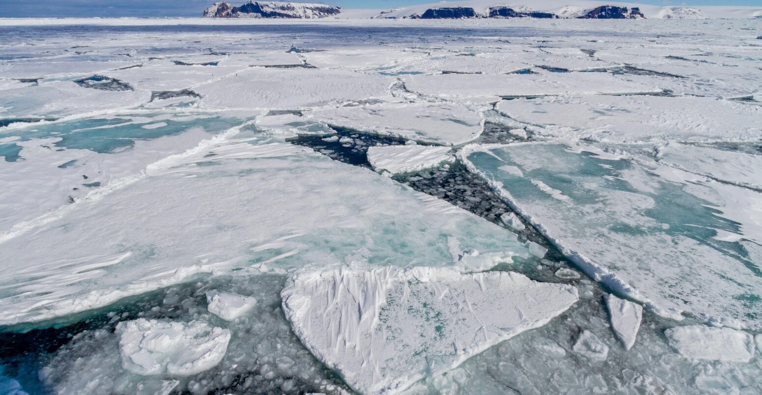 First year sea ice forming floes in the Antarctic.