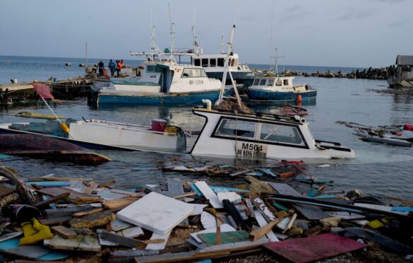 Boats damaged by hurricane Beryl in 2024, Barbados.
