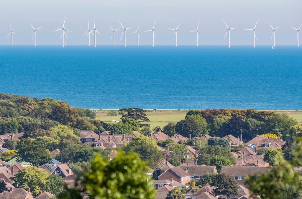 Offshore windfarm, south of England, UK.