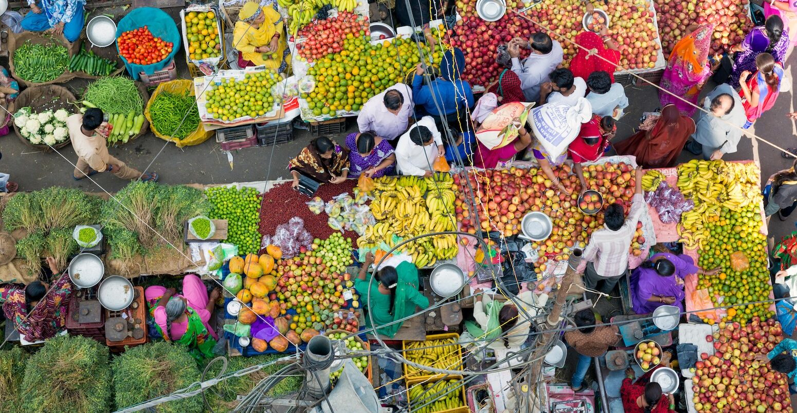 Fruit and vegetable market in Rajasthan, India.